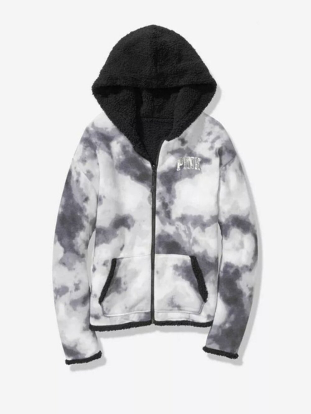Victoria's Secret PINK Tie-Dye Fleece Full-Zip Hoodie Size Medium